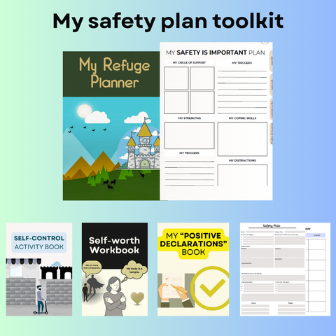 My Safety Plan Toolkit- Self-Help Mental Health Worksheets, Digital Planners & Therapeutic Tools