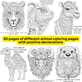 Printable Animal Coloring Sheets Positive Declarations & Proverbs – Mindfulness & Stress Relief for Adults 149-Page PDF